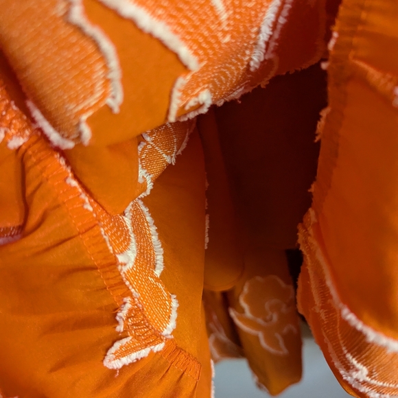 ANTHROPOLOGY EXQUISE Orange Floral Embroidered Cotton Phoebe Maxi Dress Medium - Picture 6 of 15